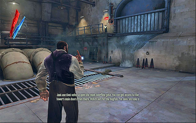 Do not attack the engineer here, and talk to him - Exploring the area around the Dunwall Tower - Mission 6 - Return to the Tower - Dishonored - Game Guide and Walkthrough