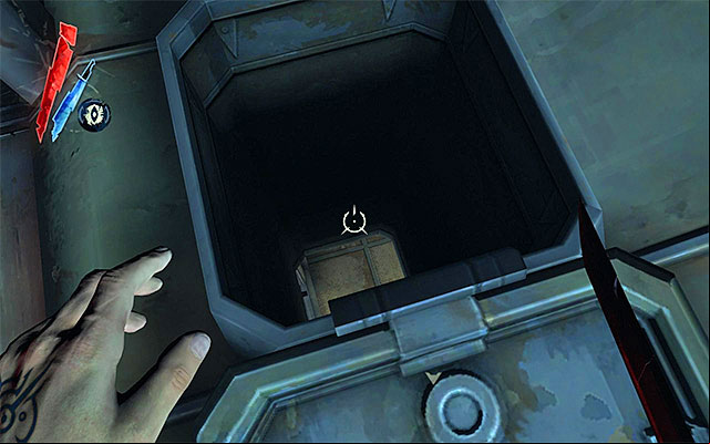 If you don't have the key, you need to reach higher levels of the metal cage around the elevator and eventually, on the roof - Reaching the Lighthouse elevator - Mission 9 - The Light at the End - Dishonored - Game Guide and Walkthrough