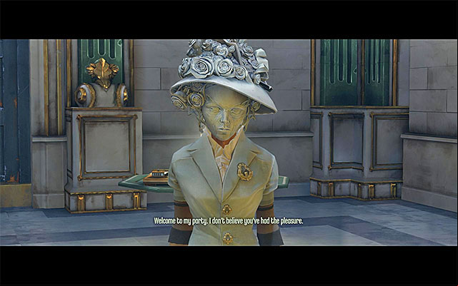 From the guests, as well as from your own observation, you will learn that in the Estate there are three ladies of the name of Boyle - wearing white, red and black clothes - Exploring the basement and the ground floor of the Estate - Mission 5 - Lady Boyles Last Party - Dishonored - Game Guide and Walkthrough