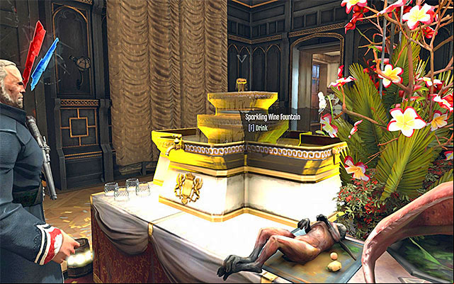 It's a good idea to eavesdrop on the conversation Miss White with Ramsey are having - Exploring the basement and the ground floor of the Estate - Mission 5 - Lady Boyles Last Party - Dishonored - Game Guide and Walkthrough