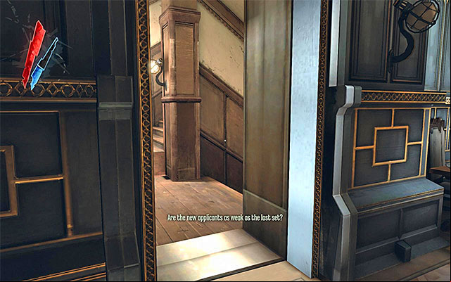 After you have sufficiently explored the ground floor, find the staircase for servants that is located near the ballroom - Exploring the basement and the ground floor of the Estate - Mission 5 - Lady Boyles Last Party - Dishonored - Game Guide and Walkthrough