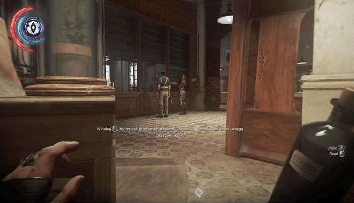 Collect the ether bottle and throw it next to the enemies to knock out both of them at the same time. - Search Hamiltons quarters (optional) | Mission 3 - Mission 3 - The Good Doctor - Dishonored 2 Game Guide