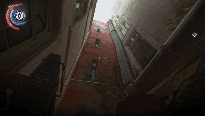 To get access to the next apartment, leave through the window, and land on the pipe. - Paolos body | Mission 6 - Mission 6 - Dust District - Dishonored 2 Game Guide