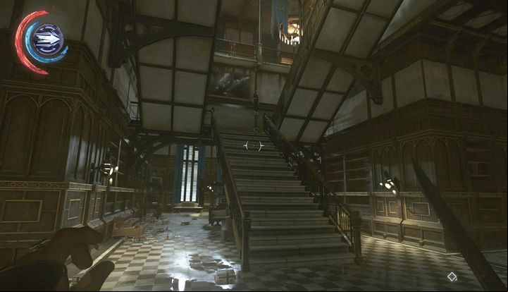 Next to the stairs, there is a clockwork soldier. - Eliminate Delilah Copperspoon | Mission 9 - Mission 9 - Death to the Empress - Dishonored 2 Game Guide
