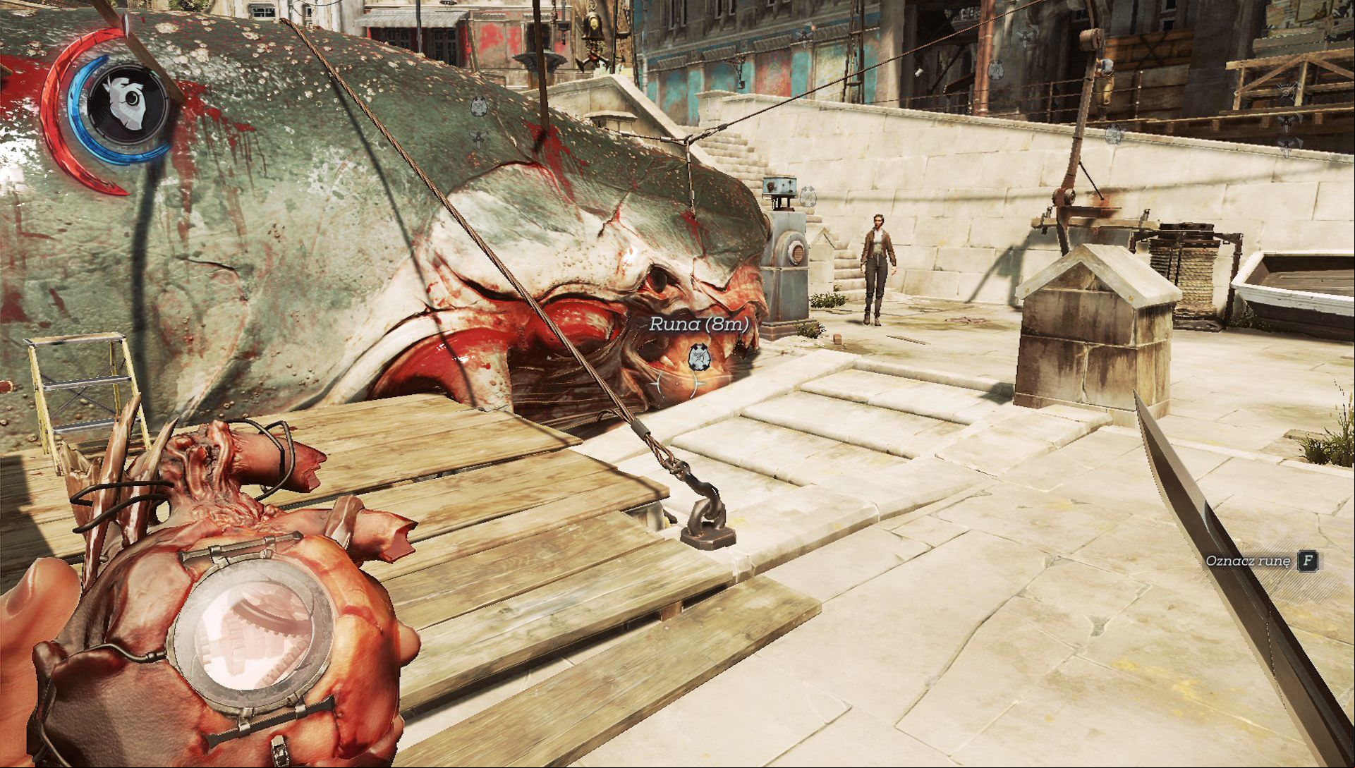 The rune is in the wales mouth. - Secrets | Mission 2 - Mission 2 - Edge of the World - Dishonored 2 Game Guide