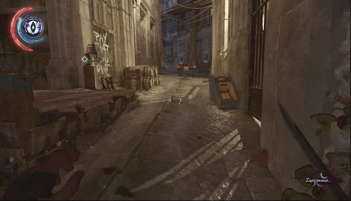 The alley leading to Ravina Boulevard. - Find the entrance to the Grand Palace | Mission 8 - Mission 8 - The Grand Palace - Dishonored 2 Game Guide