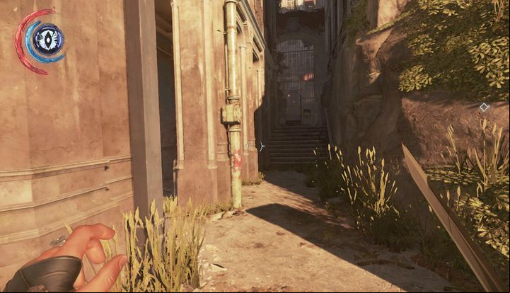 The gate can be opened with the key youve acquired from the sleeping guard. - Enter the Clockwork Mansion | Mission 4 - Mission 4 - The Clockwork Mansion - Dishonored 2 Game Guide