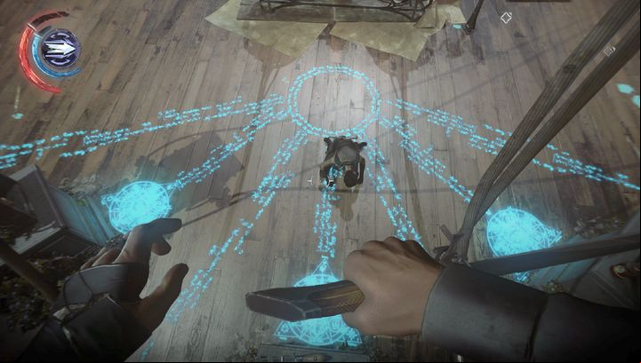 Stand on the coffin and jump/knock out Breanna in order to get two charms. - Eliminate Breanna Ashworth | Mission 5 - Mission 5 - The Royal Conservatory - Dishonored 2 Game Guide