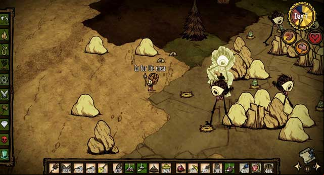 While hunting, at all times not to fight with too many enemies at once - Hunting - How to get food - Dont Starve - Game Guide and Walkthrough