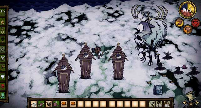 Because of the attack range and the sanity damaging aura, you should avoid fighting the creature in close quarters - Bosses - Fight - Dont Starve - Game Guide and Walkthrough