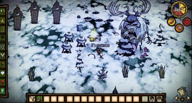 What can be useful for the battle are Football Helmet wearing pigs, as well as other wildlife beasts that will attack the one-eyes walking near them - Bosses - Fight - Dont Starve - Game Guide and Walkthrough