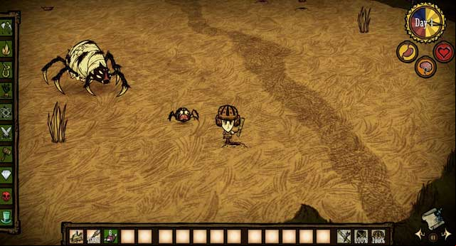 As soon as all the smaller spiders are dead, pound on the Spider Queen with Blow Darts - Bosses - Fight - Dont Starve - Game Guide and Walkthrough