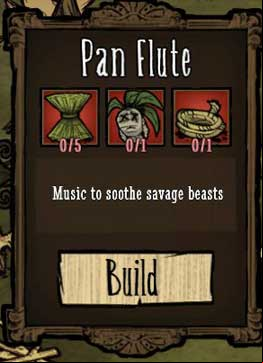 To create a Pan Flute you need 5x Reeds, 1x Rope and 1x Mandrake - Magic - Dont Starve - Game Guide and Walkthrough