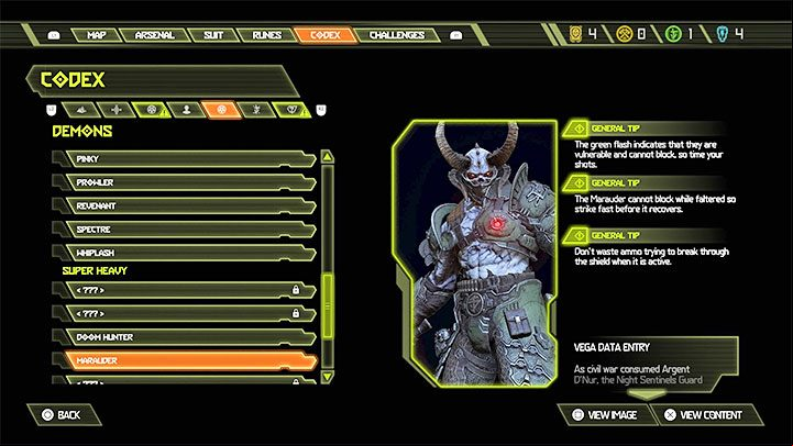As the Marauders are considered to be ordinary enemies, each of them has its own Bestiary card which provides information about their weaknesses and recommended tactics during combat - Doom Eternal: Marauders - how to defeat them? - Combat - Doom Eternal Guide