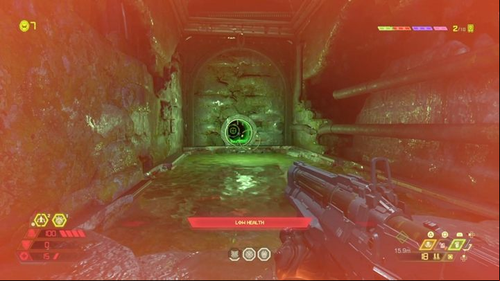 Pick up the suit and swim down - destroy the cracked wall to lower the water level - Doom Eternal: Taras Nabad walkthrough - Levels walkthrough - Doom Eternal Guide