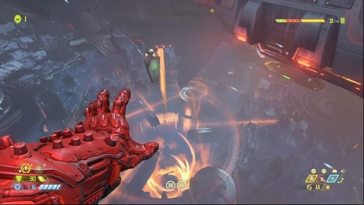 From here you have to climb up the wall and go through the door - Doom Eternal: Doom Hunter Base walkthrough - Levels walkthrough - Doom Eternal Guide