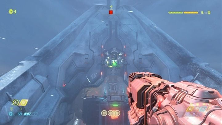 From there, you must shoot the green button at the top and jump to the bridge - Doom Eternal: Doom Hunter Base walkthrough - Levels walkthrough - Doom Eternal Guide
