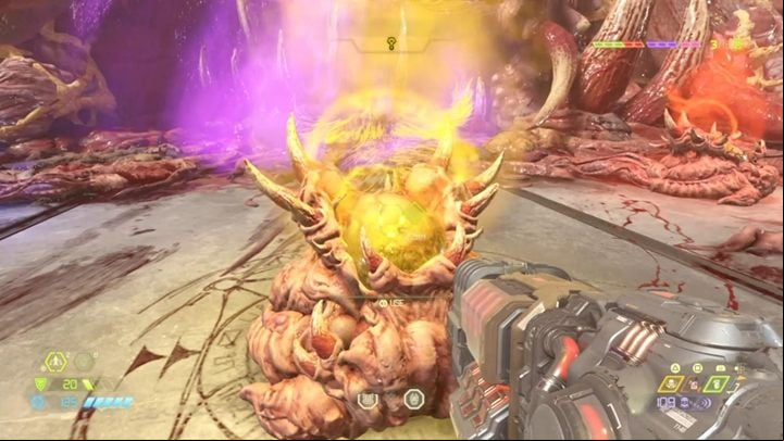 With the yellow key in your possession, return to the room with gore and go through the yellow gate - Doom Eternal: Super Gore Nest walkthrough - Levels walkthrough - Doom Eternal Guide