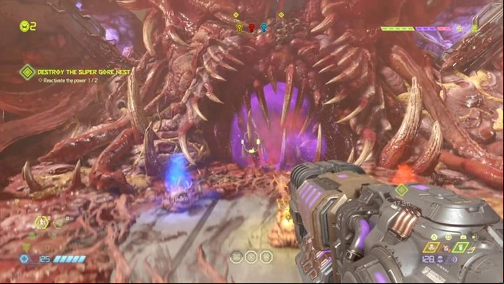 Go through the blue gate and avoid traps - Doom Eternal: Super Gore Nest walkthrough - Levels walkthrough - Doom Eternal Guide