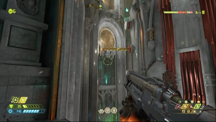 Now you have to grab the bar and jump on the metal wall - Doom Eternal: Nekravol 2 walkthrough - Levels walkthrough - Doom Eternal Guide