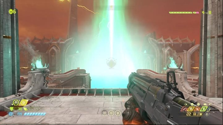 After the fight, stand on the green marker and destroy the chains - Doom Eternal: Nekravol 2 walkthrough - Levels walkthrough - Doom Eternal Guide