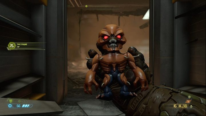 You will find the IMP doll behind the elevator shaft - Doom Eternal: Hell on Earth secrets maps and location - Collectibles and secrets - Doom Eternal Guide