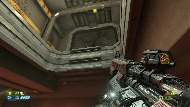 To get to the disk with the code, you need to enter the ventilation shaft - Doom Eternal: Hell on Earth secrets maps and location - Collectibles and secrets - Doom Eternal Guide
