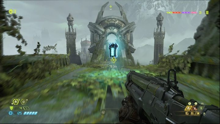 The battery is located on the mountainside, near the place where you fought, after leaving the throne room - Doom Eternal: Exultia secrets maps and location - Collectibles and secrets - Doom Eternal Guide