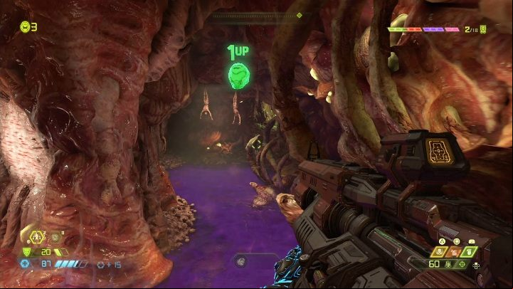 You will find the fifth extra health in the muscles and intestines - Doom Eternal: Exultia secrets maps and location - Collectibles and secrets - Doom Eternal Guide