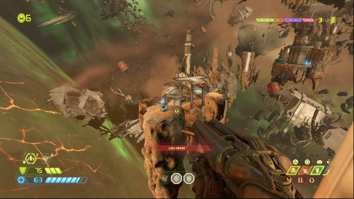 You have to jump onto a few levitating rocks to get to this sentinel battery - Doom Eternal: Mars Core secrets maps and location - Collectibles and secrets - Doom Eternal Guide