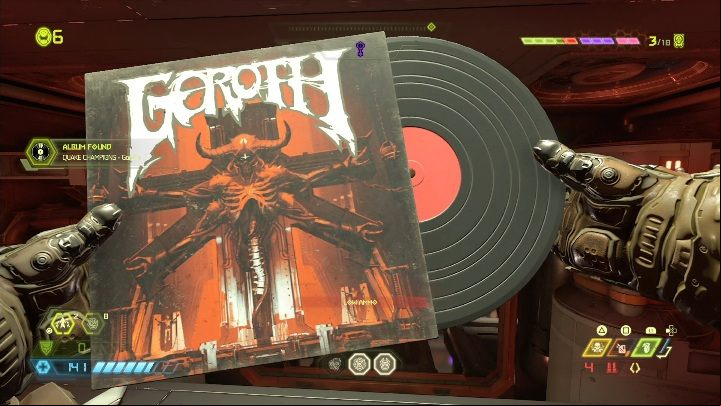 To get the album you have to enter the ventilation shaft, then jump out of it and smash the wall in flight - Doom Eternal: Mars Core secrets maps and location - Collectibles and secrets - Doom Eternal Guide