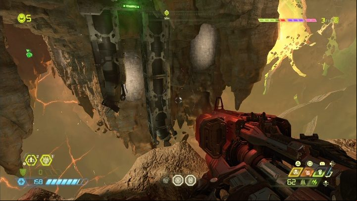 Once you crossed through the levitating rocks, you will reach a stable platform - Doom Eternal: Mars Core secrets maps and location - Collectibles and secrets - Doom Eternal Guide