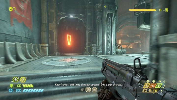 A fiery highlighted note will be very visible in the bright blue part of the temple - Doom Eternal: Sentinel Prime secrets maps and location - Collectibles and secrets - Doom Eternal Guide