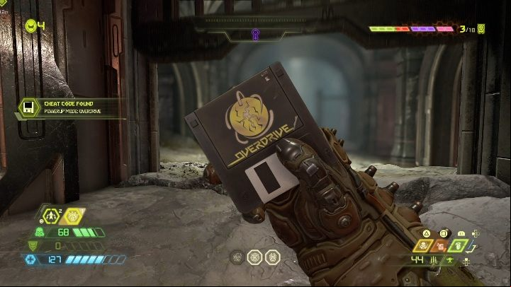 To get the floppy disk with the code, you need to climb the stairs and then break the wall - Doom Eternal: Taras Nabad secrets maps and location - Collectibles and secrets - Doom Eternal Guide