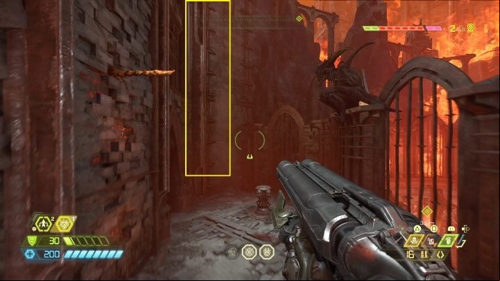 In order to get an extra life, you first need to jump to the correct level, using protruding spikes - Doom Eternal: Nekravol 1 secrets maps and location - Collectibles and secrets - Doom Eternal Guide