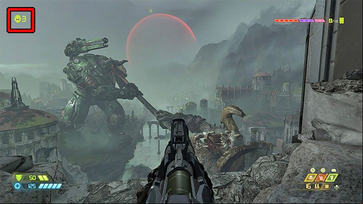 Information about the number of extra lives is displayed in the upper left corner of the screen - Doom Eternal: Extra lives - what are they and how I can use them? - Combat - Doom Eternal Guide
