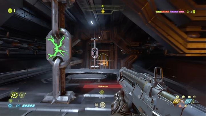 Step on the green button and go through the door that you just opened - Doom Eternal: Cultist Base walkthrough - Levels walkthrough - Doom Eternal Guide