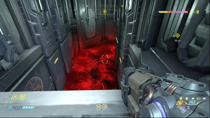 Finally, take the elevator and keep walking through the corridors until you reach the room with the red discharges - Doom Eternal: Cultist Base walkthrough - Levels walkthrough - Doom Eternal Guide