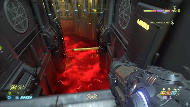 At the top, deal with the enemies and go to the room where the marker leads you - Doom Eternal: Cultist Base walkthrough - Levels walkthrough - Doom Eternal Guide