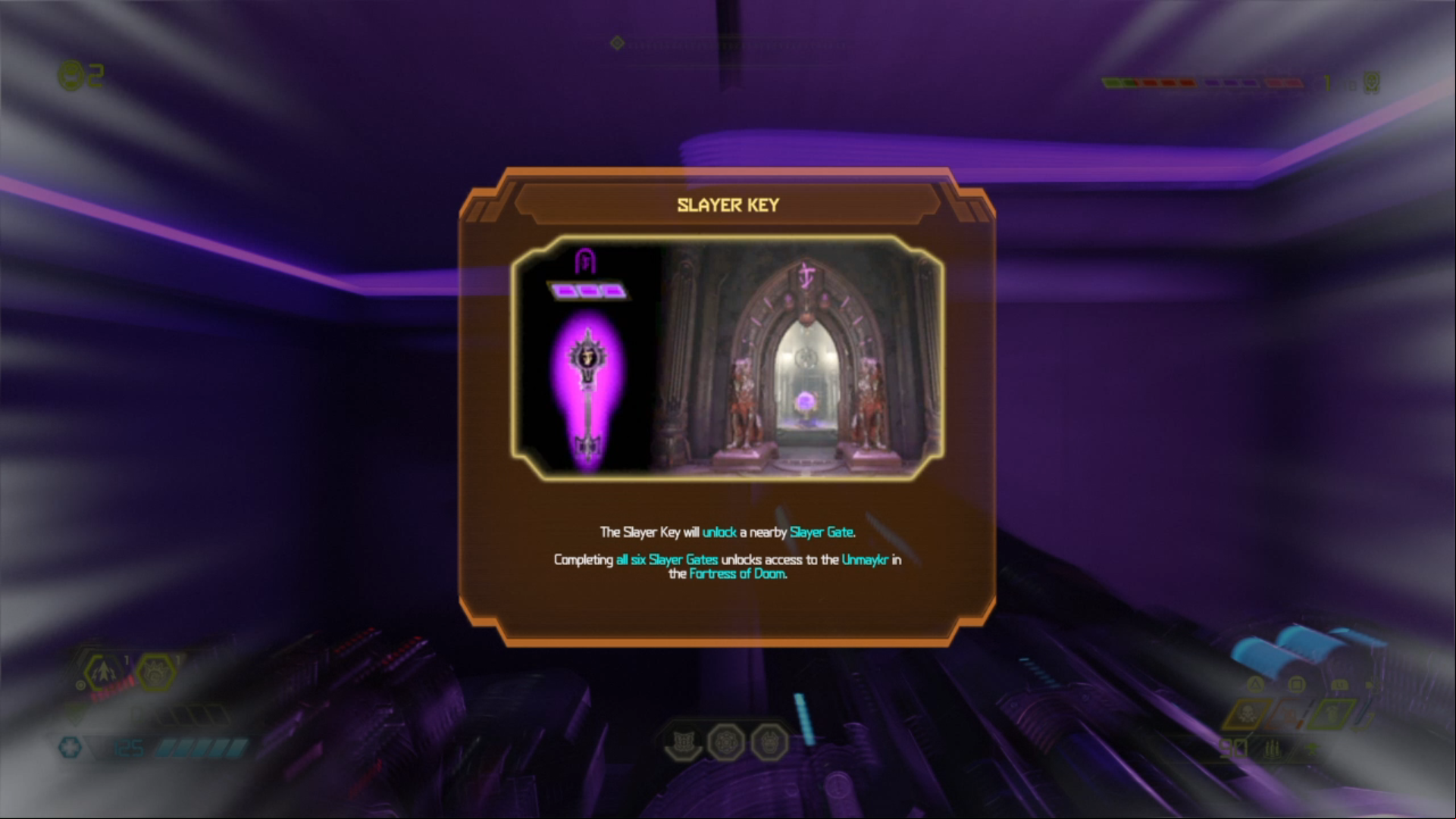 To unlock a Slayers Gate, you need to get a key, which is generally located close to the gate, but its really well hidden - Doom Eternal: Slayer Gates - what are they? Detailed description - Slayer Gates - Doom Eternal Guide