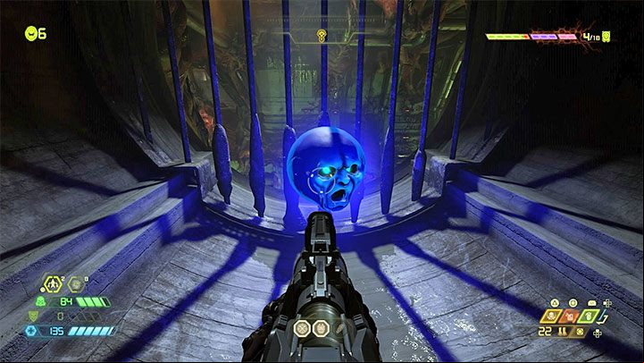 An example of a blue orb with a head in form of a sphere is shown in the screenshot above - Doom Eternal: Blue orbs, heads, spheres - what are they for? - Collectibles and exploration - Doom Eternal Guide