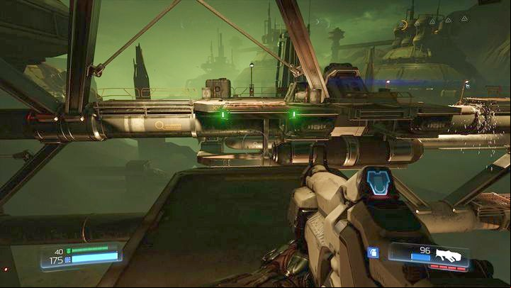 Now you can go back to the place from which you jumped to the platform next to the pipe - Doom: Argent Energy Tower Walkthrough - Walkthrough - Doom Game Guide & Walkthrough