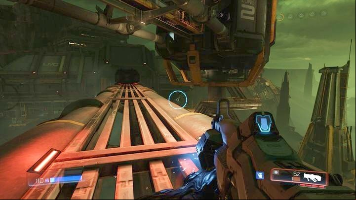 Once you get to the end, jump to the path on the left and climb up by using the platforms - Doom: Argent Energy Tower Walkthrough - Walkthrough - Doom Game Guide & Walkthrough
