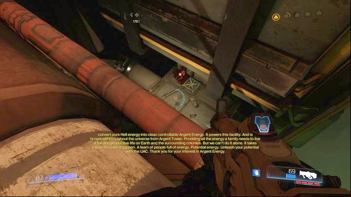 Walk to the edge on the left after jumping through the wide hole - Doom: Argent Energy Tower Walkthrough - Walkthrough - Doom Game Guide & Walkthrough