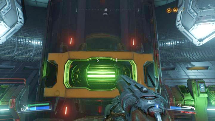 Activate the third machine and jump from it to the platform moving at the wall nearby - Doom: Argent Energy Tower Walkthrough - Walkthrough - Doom Game Guide & Walkthrough