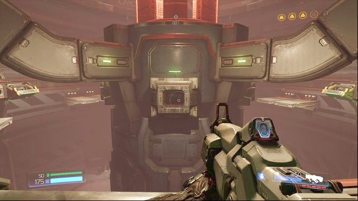 There you must wait for another moving tunnel (it will appear at the edge of the moving platform) and run through it to the middle of the tower - Doom: Argent Energy Tower Walkthrough - Walkthrough - Doom Game Guide & Walkthrough