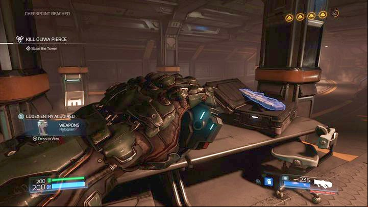 Once youre above, use the stairs to enter the room with the health station and a Hologram - Doom: Argent Energy Tower Walkthrough - Walkthrough - Doom Game Guide & Walkthrough