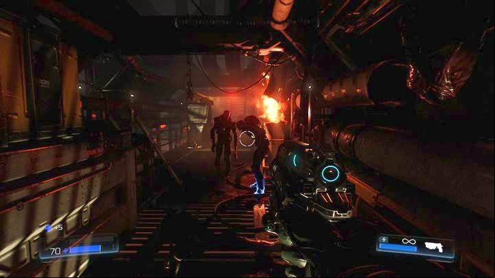 In the corridor you will find a highlighted opponent - Doom: The UAC Walkthrough - Walkthrough - Doom Game Guide & Walkthrough