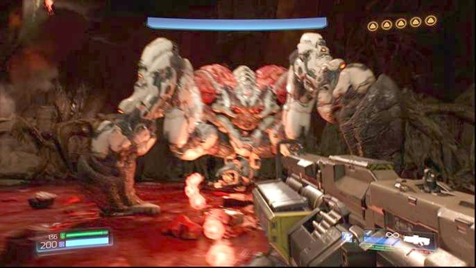 The basic attack of the beast is a quick series of projectiles shot from the cannon below - Doom: How to beat Spider Mastermind? - Walkthrough - Doom Game Guide & Walkthrough
