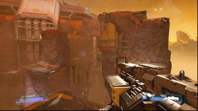 After playing on the machine you can go outside through the sluice and to the left - Doom: All secrets in Advanced Research Complex - Secrets - Doom Game Guide & Walkthrough